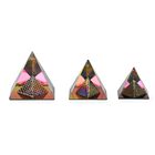 3er Set - Ägyptischer Kristallglass Pyramid in 3D, Regenbogen image number 0