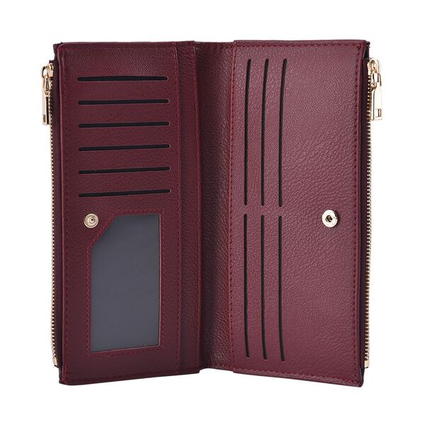 Brieftasche aus Kunstleder mit RFID Schutz, 19x19,5 cm, Burgunder image number 4