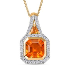 AA Salamanca Feueropal Schmuckset 925 Silber 750 Gelbgold Vermeil ca. 2,07 ct.