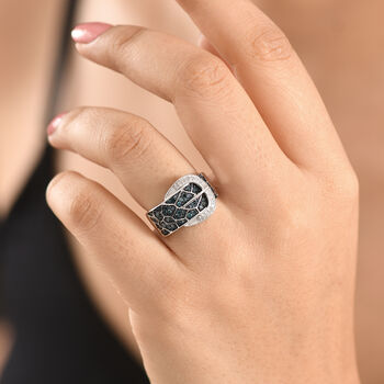 D'Joy Blauer Diamant Ring 925 Silber Rhodiniert (Gr&ouml;&szlig;e 17.00)