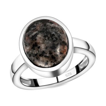 Nat&uuml;rlicher Yooperlith-Ring, 925 Silber platiniert, ca. 4,95 ct