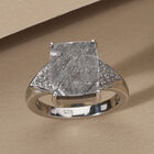 Meteorit und weißer Zirkon-Ring, 925 Silber platiniert (Größe 16.00) ca. 7,68 ct image number 1