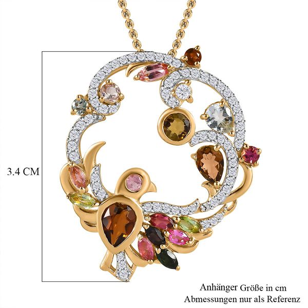 Nat&uuml;rlicher, mehrfarbiger Turmalin und Zirkon-Anh&auml;nger mit 45cm Kette - 3,46 ct. image number 5