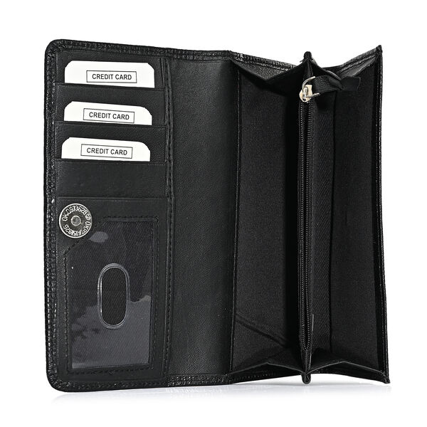 LA MAREY Geldb&ouml;rse aus Leder mit RFID Schutz und Eidechsen Pr&auml;gung, 18,4 x 10,2 cm, Schwarz image number 8