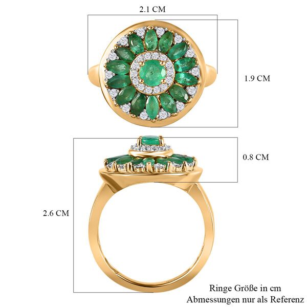 Smaragd und Zirkon Ring- 1,65 ct. image number 7