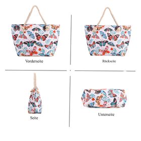 Handbemalte Tasche mit verstellbarem Kordelriemen, 50x17x38cm, Schmetterlingsmuster