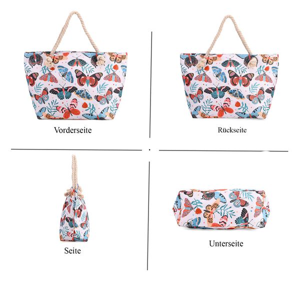 Handbemalte Tasche mit verstellbarem Kordelriemen, 50x17x38cm, Schmetterlingsmuster image number 4