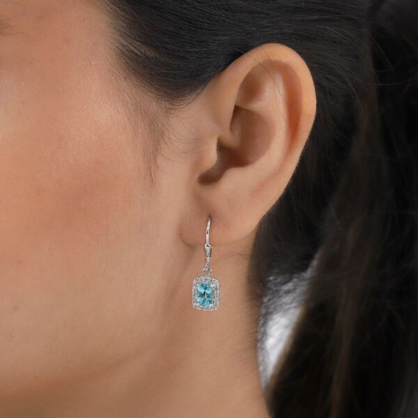 Blaue Apatit und Zirkon Ohrh&auml;nger 925 Silber platiniert ca. 1,89 ct&nbsp; image number 3