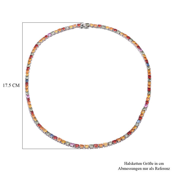 Mehrfarbige Saphir-Halskette, 45 cm, 925 Silber platiniert, 24,15 ct. image number 5