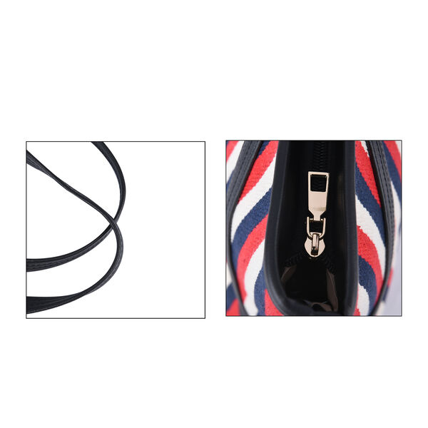 Klassische Handtasche mit Streifenmuster, Rot/blau image number 5