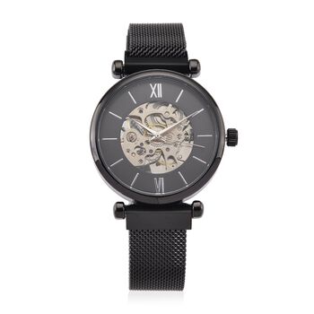 GENOA TIME V2 Automatik-Mechanische Uhr, wei&szlig;es Sonnenschliff-Zifferblatt, Wasserdicht, Schwarz