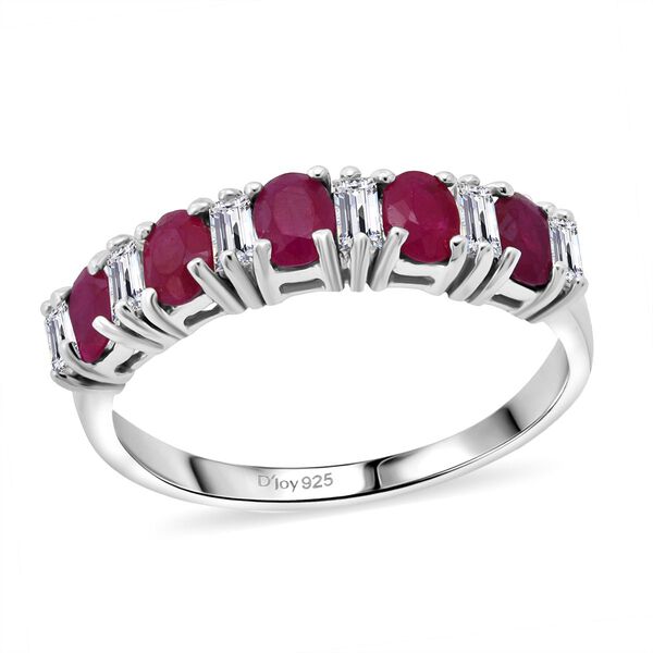 Burma-Rubin, Moissanit Ring, 925 Silber rhodiniert (Größe 21.00) ca. 1.46 ct image number 3