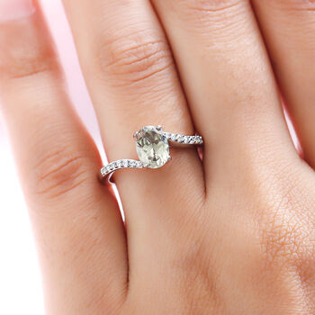 AAA Turkizit und wei&szlig;er Zirkon-Ring, 925 Silber platiniert  ca. 1,49 ct