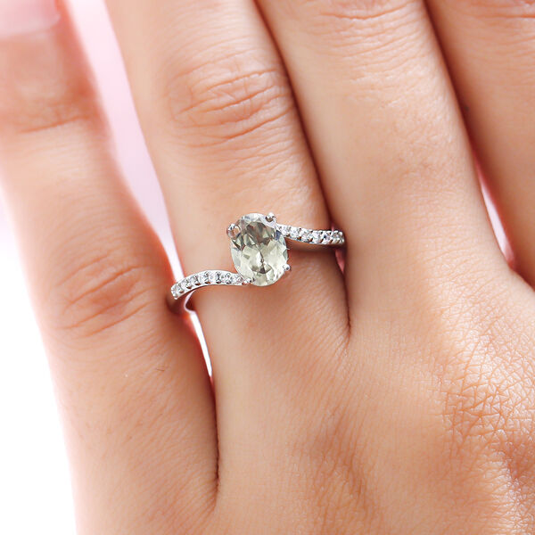 AAA Turkizit und wei&szlig;er Zirkon-Ring, 925 Silber platiniert  ca. 1,49 ct image number 3