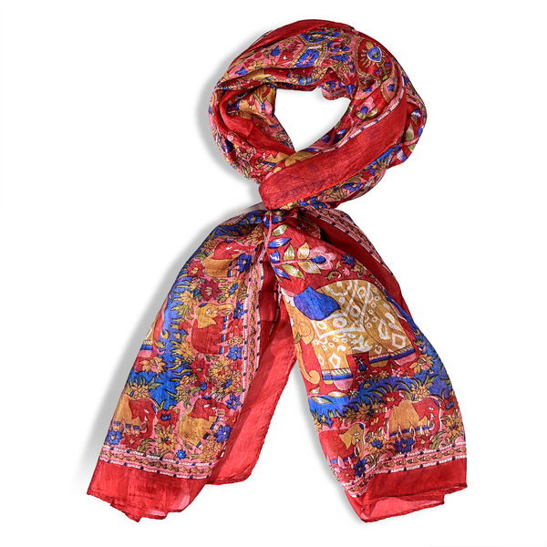 LA MAREY - Seidenschal 100% Seide 50 x 170 cm Rot image number 3