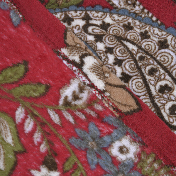 1-lagige Flanell bedruckte Decke, Paisleymuster, Gr&ouml;&szlig;e 150x200 cm, Rot image number 3