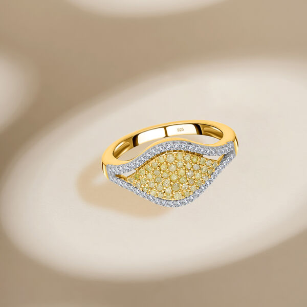 Nat&uuml;rlicher, gelber und wei&szlig;er Diamant-Ring - 0,50 ct. image number 2