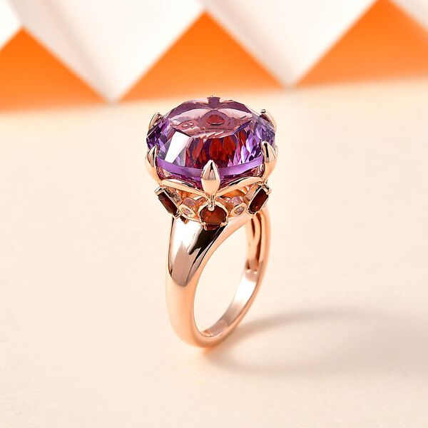 AA Rose De France Amethyst, roter Granat und Zirkon-Ring - 15,28 ct. image number 2