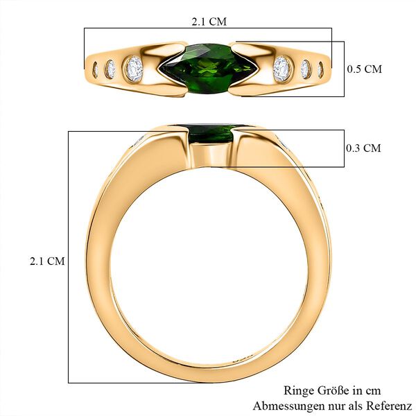 Nat&uuml;rlicher Chromdiopsid, wei&szlig;er Zirkon Ring, 925 Silber Gelbgold Vermeil (Gr&ouml;&szlig;e 18.00) ca. 0.73 ct image number 7