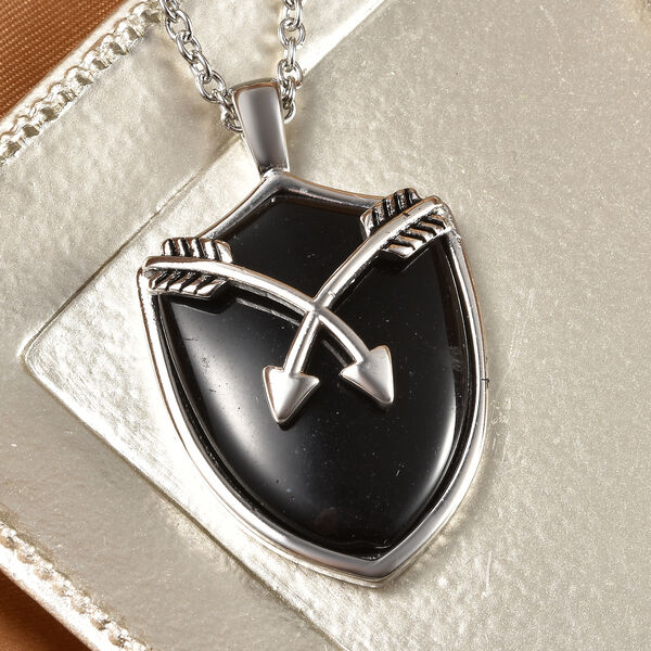 Schwarz gef&auml;rbter Achat-Anh&auml;nger mit 60 cm Kette - 26,30 ct. image number 2