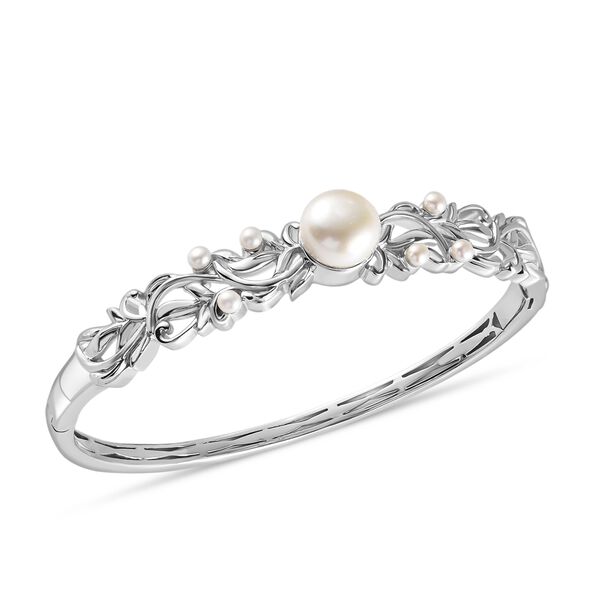 Süßwasser Perle (10.5 mm, 3 mm) Armreif ca. 19 cm Messing image number 4