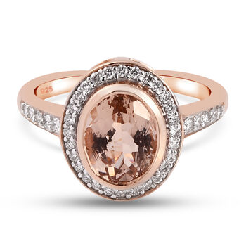 AAA Morganit und Diamant I2-I3 G-H Ring 585 Ros&eacute;gold (Gr&ouml;&szlig;e 17.00) ca. 2,11 ct