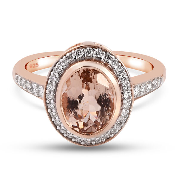 AAA Morganit und Diamant I2-I3 G-H Ring 585 Ros&eacute;gold  ca. 2,11 ct