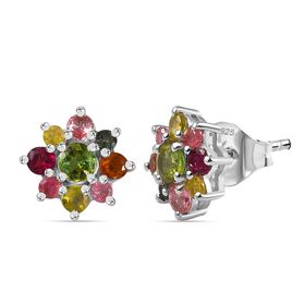 AA Mehrfarbig-Turmalin Ohrringe 925 Silber rhodiniert ca. 1,12 ct.
