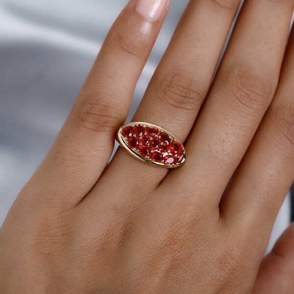 Mexikanischer Kirschfeuer-Opal Ring 925 Silber vergoldet  ca. 1,32 ct image number 3