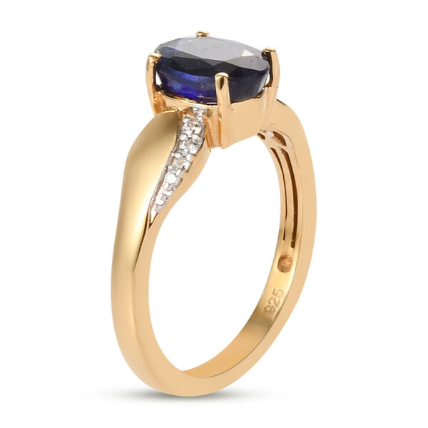 Masoala Saphir (Fissure gef&uuml;llt) und Zirkon Ring 925 Silber vergoldet image number 5