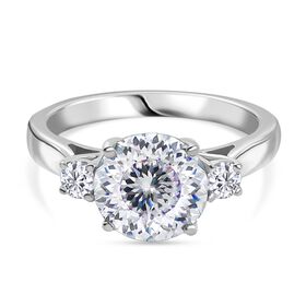 D'Joy 100 Facetten Moissanit Ring 925 Silber rhodiniert (Größe 20.00) ca. 2,80 ct