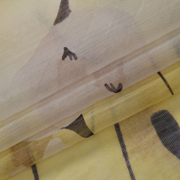 LA MAREY - Luxuriöser Floral-Print Schal, Merinowolle und Maulbeerseide, gelb image number 3