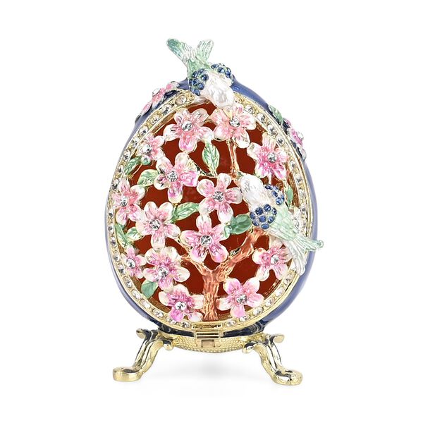 " Egsg shape Trinket Storage Box - navy                                     Material: Alloy + diamond size: 5*5*8.2cm  " image number 0