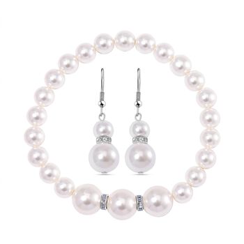 Wei&szlig;es Muschelkernperle Schmuckset