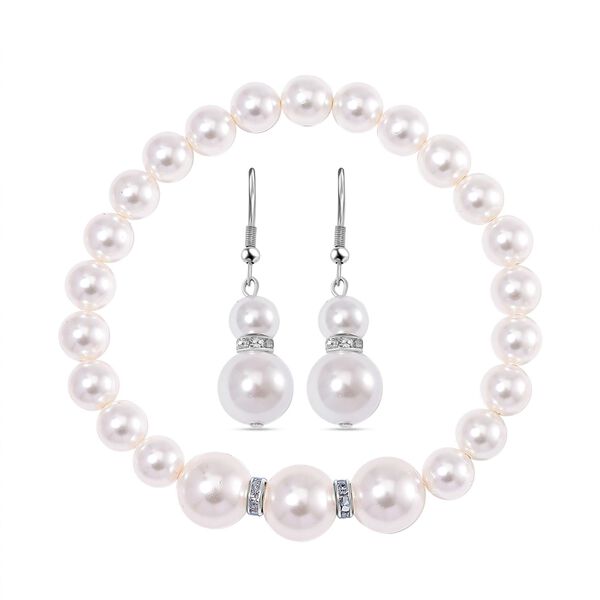 Wei&szlig;es Muschelkernperle Schmuckset