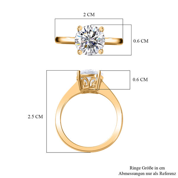 Moissanit Ring, 925 Silber 750 Gelbgold Vermeil - 1,73 ct. image number 7