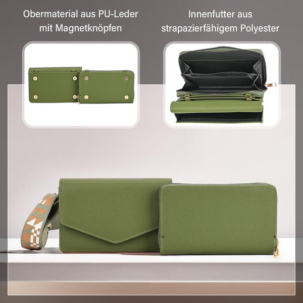 Modische Sling-Crossbody-Tasche mit RFID-Schutz, Grün image number 3