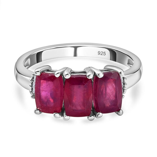 Afrikanischer Rubin und wei&szlig;er Diamant-Ring, 925 Silber platiniert  ca. 2,77 ct