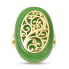 Grüne Jade Ring 925 Silber vergoldet  ca. 30,00 ct image number 0