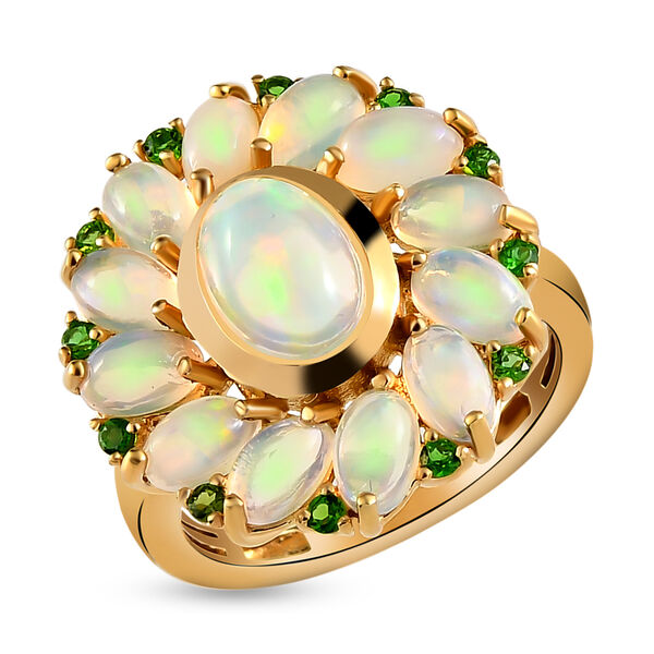 Nat&uuml;rlicher, &auml;thiopischer Opal und Chromdiopsid-Ring, 925 Silber vergoldet  ca. 2,97 ct image number 5