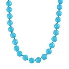 Blauer Muschelkernperle Halskette ca. 50 cm Reiner Edelstahl