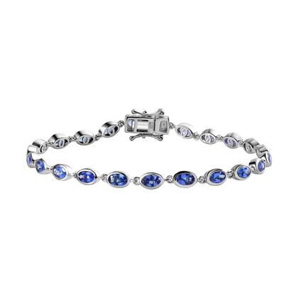 AAA Tansanit Armband ca. 19 cm 925 Silber rhodiniert ca. 5,94 ct.