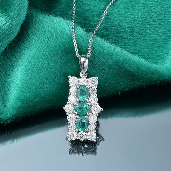 AAA Smaragd und Moissanit Anh&auml;nger mit 50cm Kette - 2,47 ct.