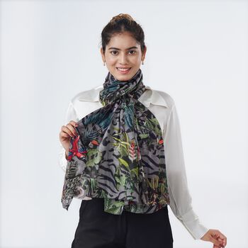 LA MAREY Schal aus 100% Premium-Kaschmir mit Digitaldruck, 70x200cm, Tropical