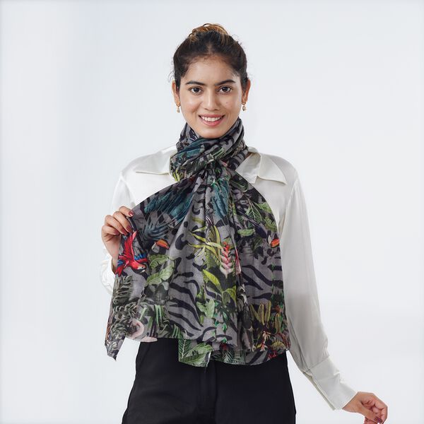 LA MAREY Schal aus 100% Premium-Kaschmir mit Digitaldruck, 70x200cm, Tropical