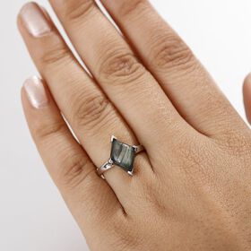 Labradorit Ring, Nickelfreies Messing (Größe 17.00) ca. 4.77 ct