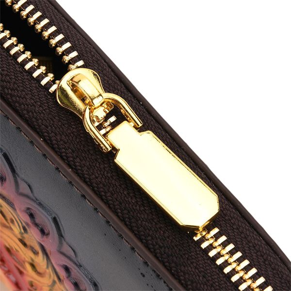 PU-Brieftasche mit geprägtem Mandala-Muster, 19x2,5x10cm, Gelb, rot und schwarz image number 6