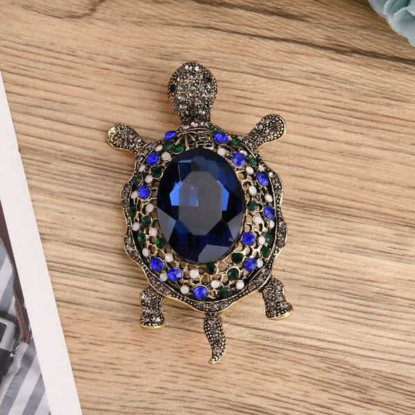 Mehrfarbige Kristall-Brosche, Schildkr&ouml;te image number 2