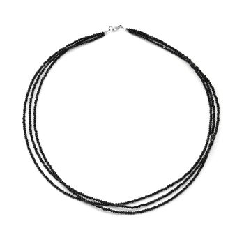 Schwarzer Spinell Halskette ca. 45 cm 925 Silber ca. 55,00 ct.