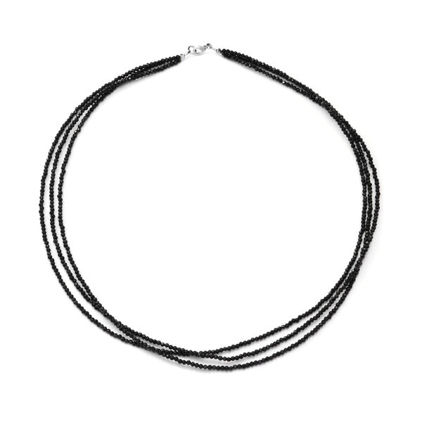 Schwarzer Spinell Halskette ca. 45 cm 925 Silber ca. 55,00 ct.